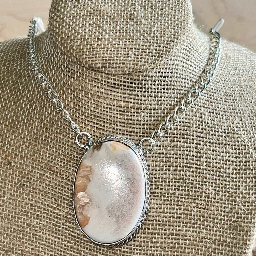 Peach Scolecite “Inner Peace Stone” Pendant Necklace - Picture 13 of 14